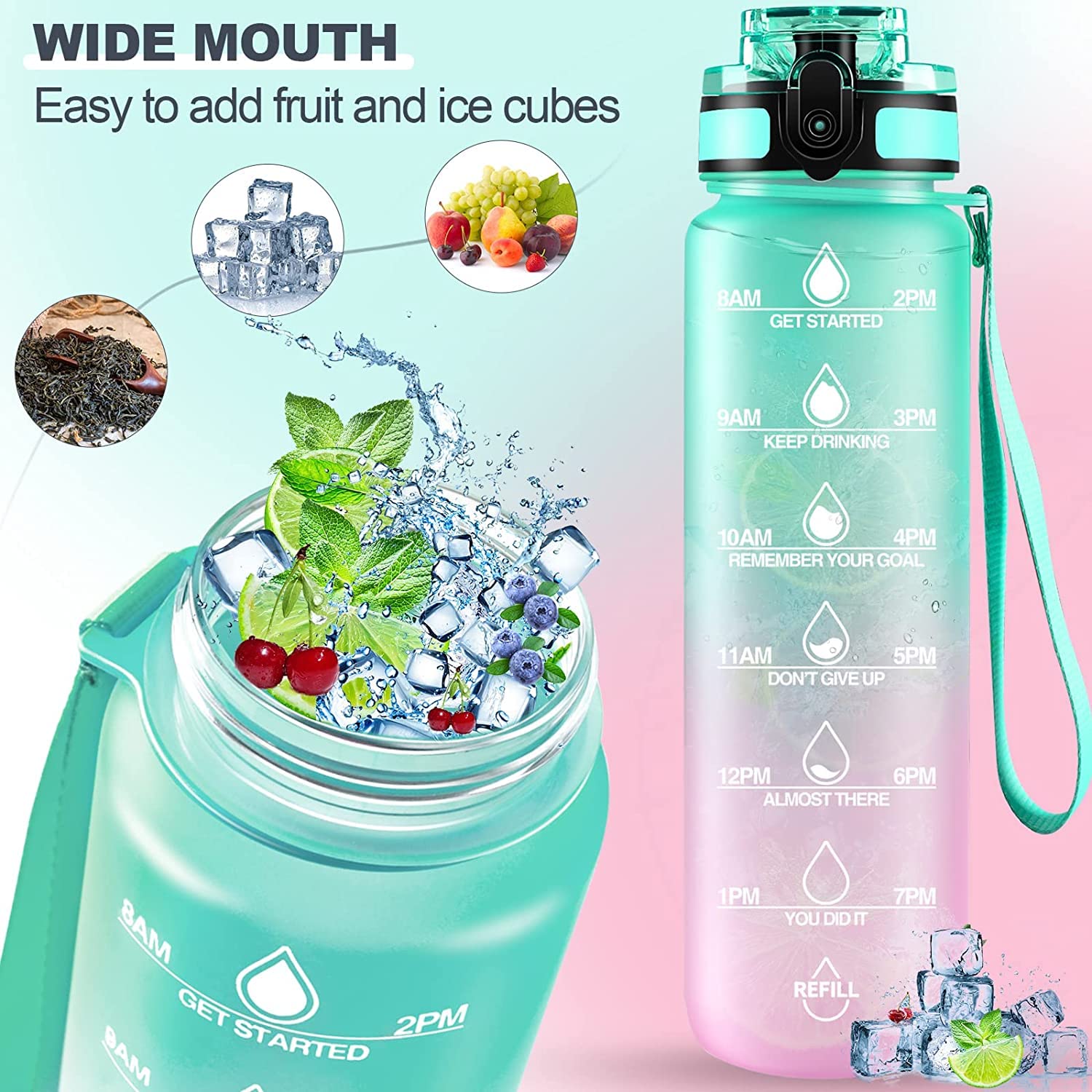 0325 Motivational Water Bottle with Straw & Time Marker, BPA-Free Tritan Portable Gym Water Bottle, Leakproof Reusable, Special Design for Your Sports Activity, Hiking, Camping DeoDap 0325 Motivational Water Bottle with Straw & Time Marker, BPA-Free Tritan Portable Gym Water Bottle, Leakproof Reusable, Special Design for Your Sports Activity, Hiking, Camping DeoDap